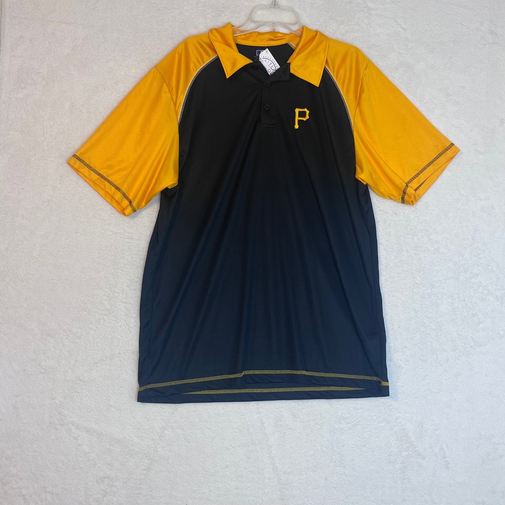 MLB Pittsburgh Pirates Polo Shirt Mens XL Black Gold Genuine Merchandise NWT